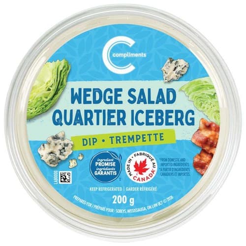 clear container of Compliments Wedge Salad Dip