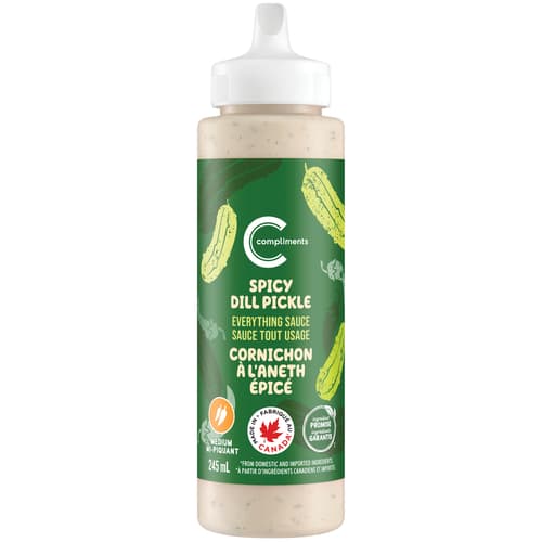squeeze container of Compliments Everything Sauce – Spicy Dill Pickle