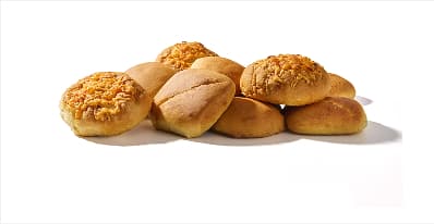 A pile of potato and sourdough buns.