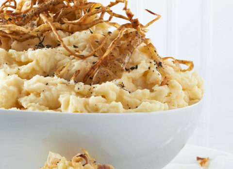Root vegetable mash with crispy topping