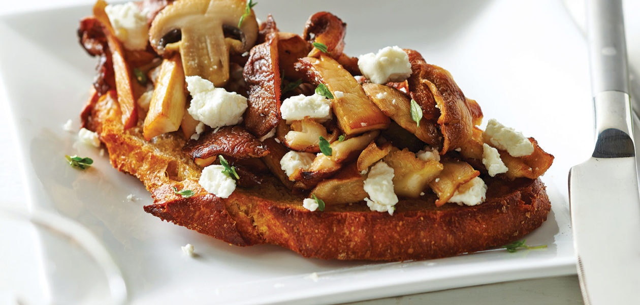 Brown Butter Mushroom Toast with Goat Cheese