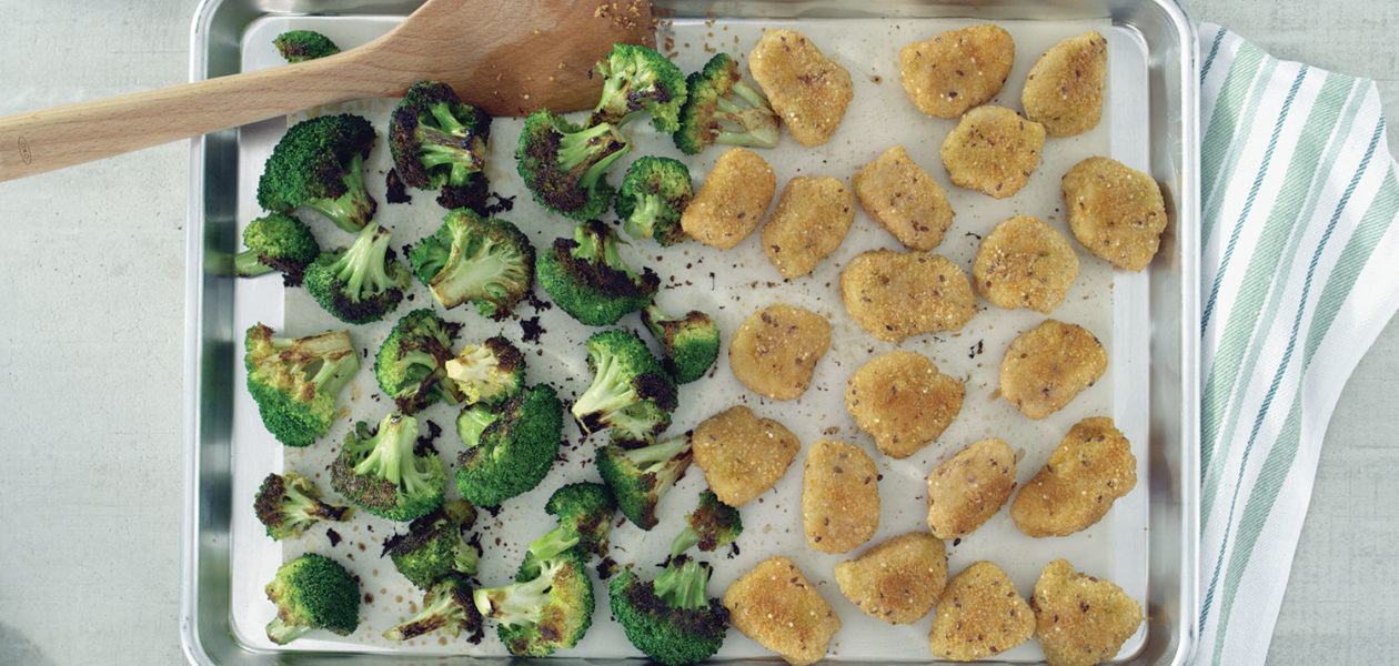 Homemade Chicken Nuggets & Roast Broccoli Sheet Pan Dinner