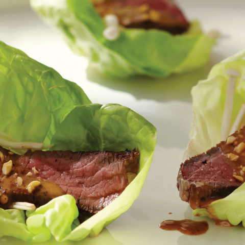 Read more about Grilled Bison & Enoki Mushroom Lettuce Rolls with Peanut Sauce