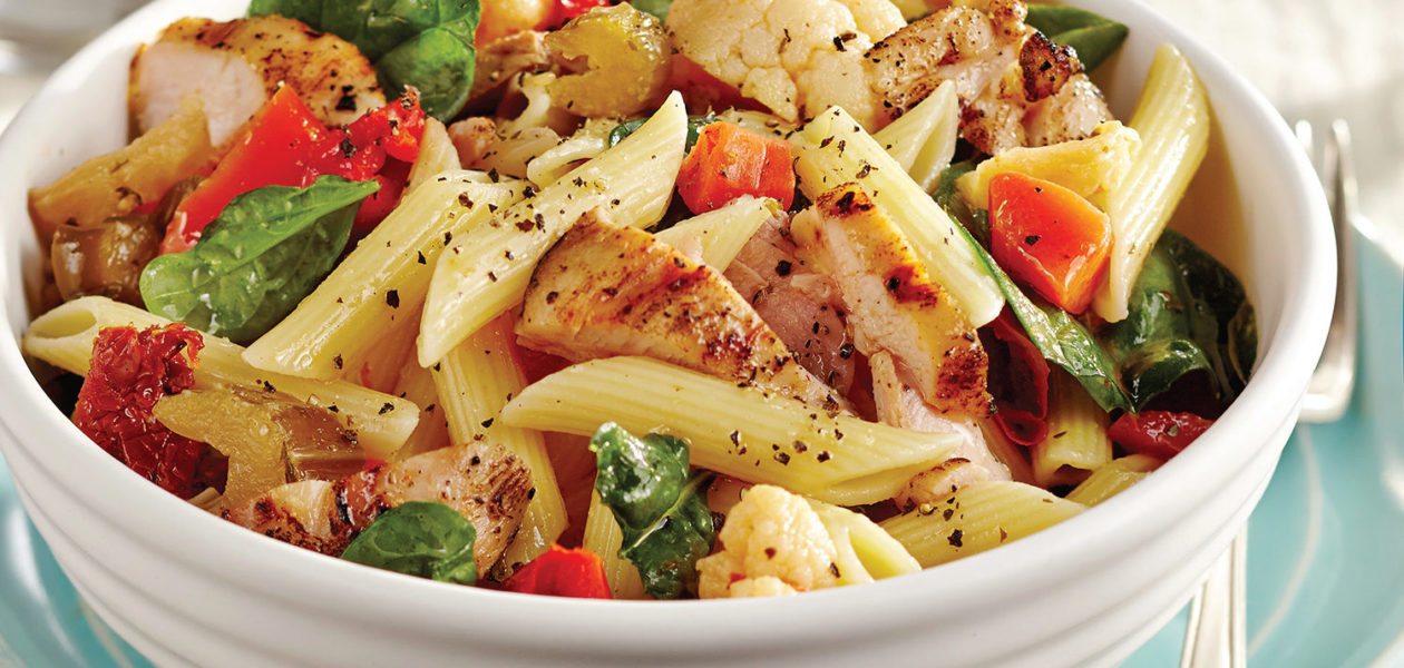 Grilled Chicken with Antipasto Pasta Salad