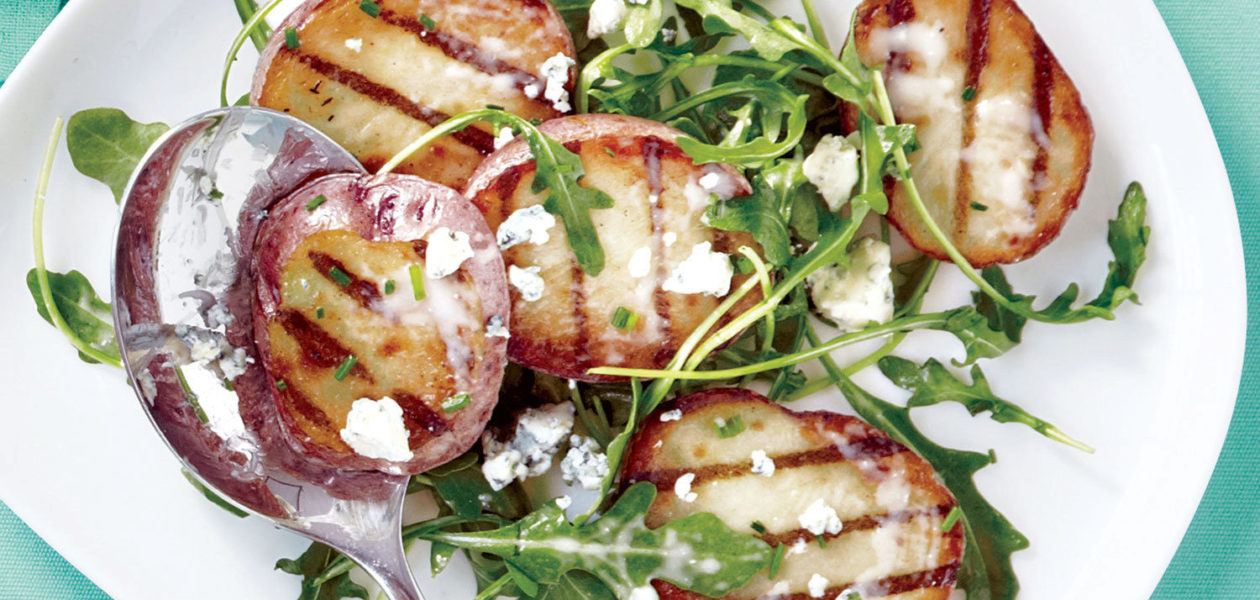 Grilled Potato With Blue Cheese & Arugula