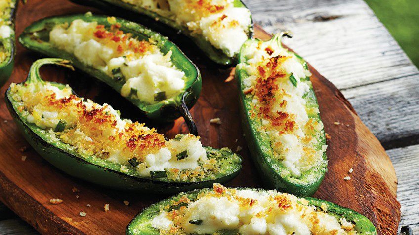 Grilled Goat Cheese & Chive Jalapeno Poppers