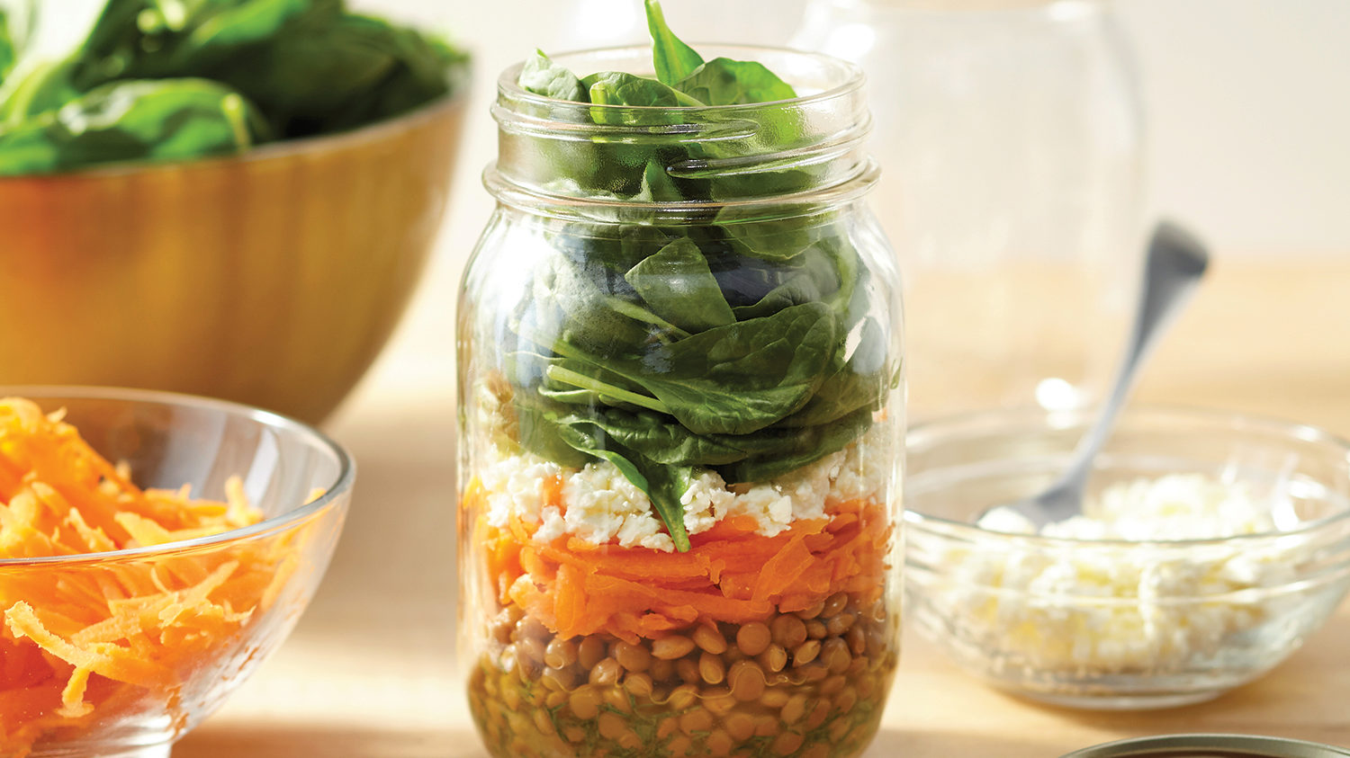 Mason Jar Lentil & Spinach Salads - Safeway