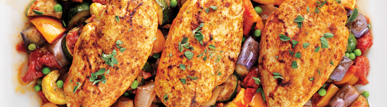 Mediterranean Rubbed Chicken with Spring Ratatouille