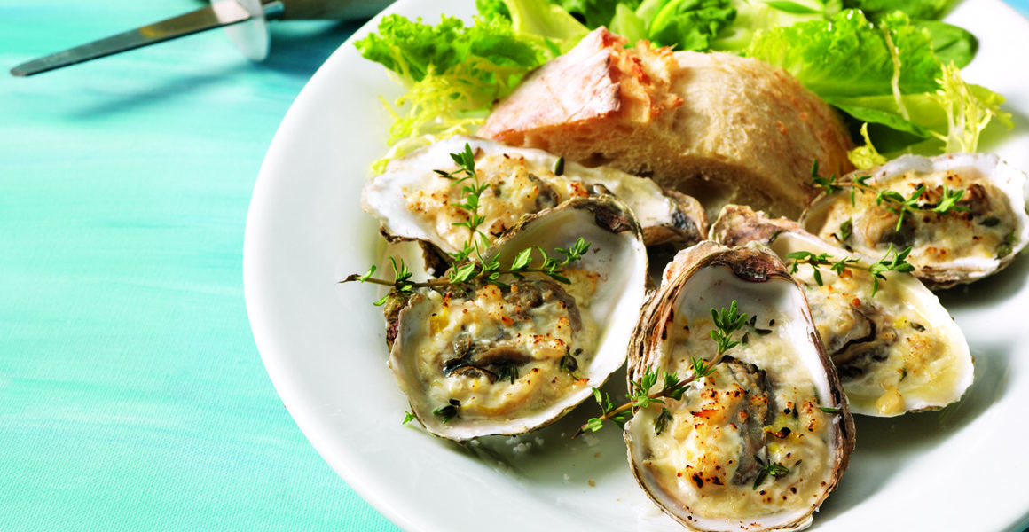 Parmesan-Shallot Baked Oysters