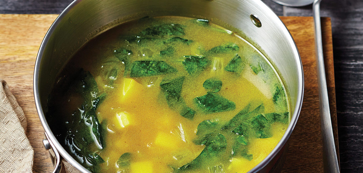 Potato, Curry & Spinach Soup