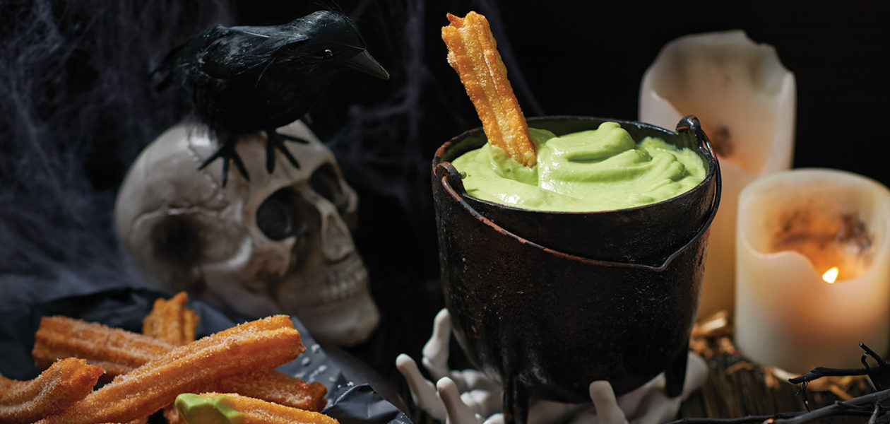Churros with Green Witches Brew Dip
