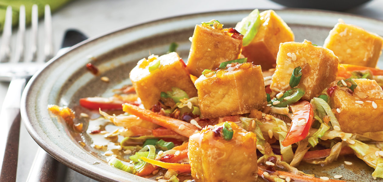 Crispy Baked Tofu with Soy Ginger Dipping Sauce