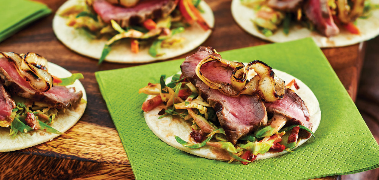 Mini Grilled Steak Fajitas with Brussels Sprout Slaw