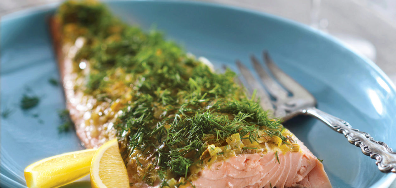 Salmon Topped with Leek & Dill