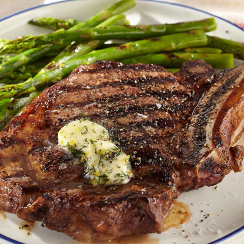 Read more about Steak House-Style Rib Steak & Lemon Dill Butter with Grilled Asparagus