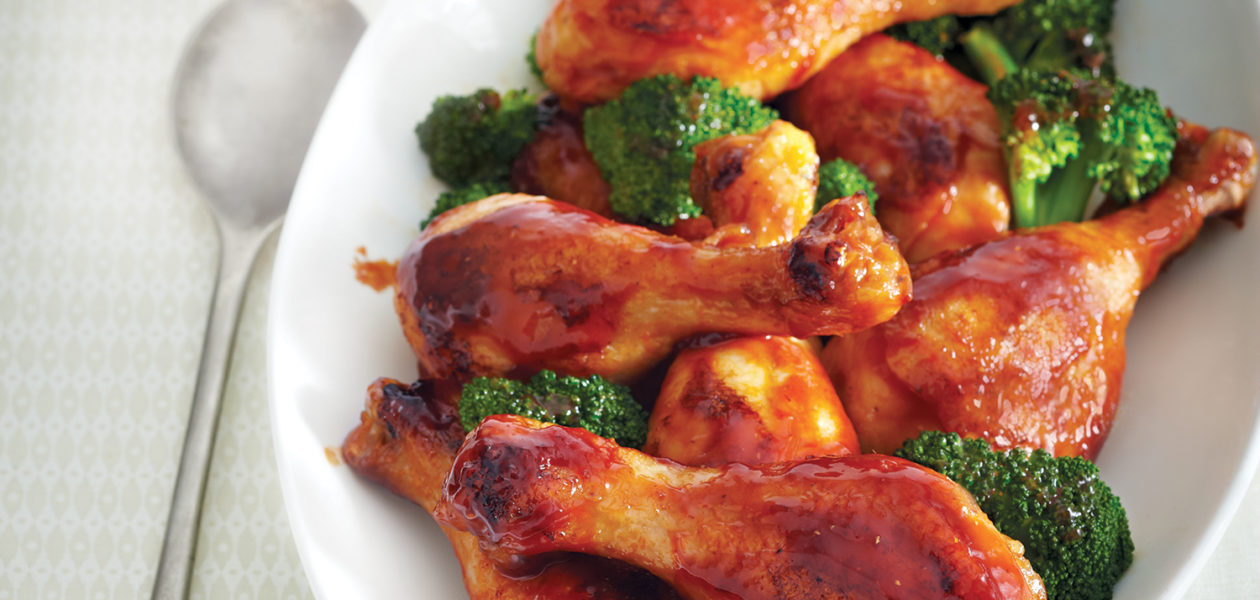 Sweet & Sour Chicken Drumsticks with Broccoli