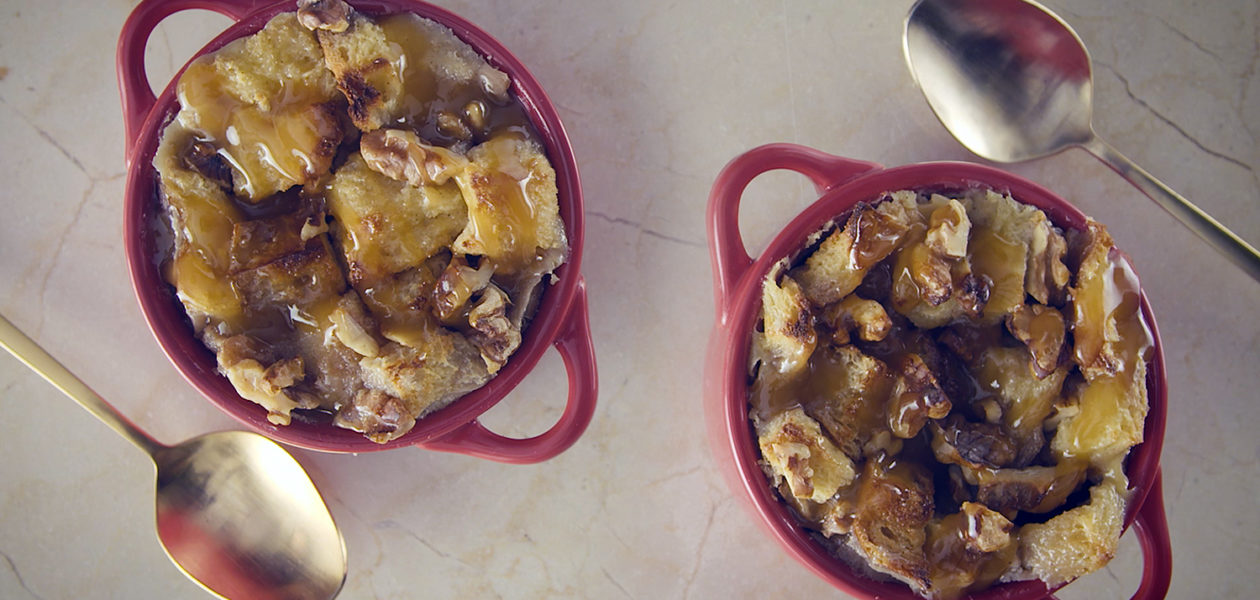 Walnut Bread Pudding For Two