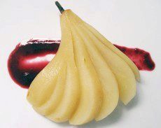 Anise Poached Pears with Raspberry Coulis