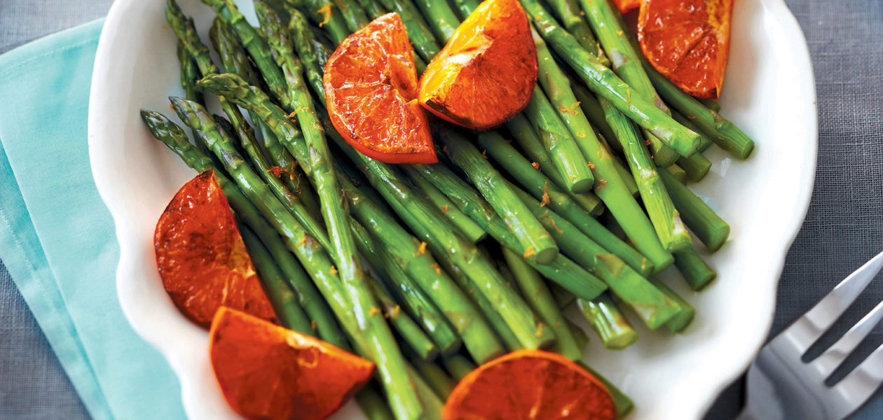 Asparagus with Broiled Spiced Tangerines
