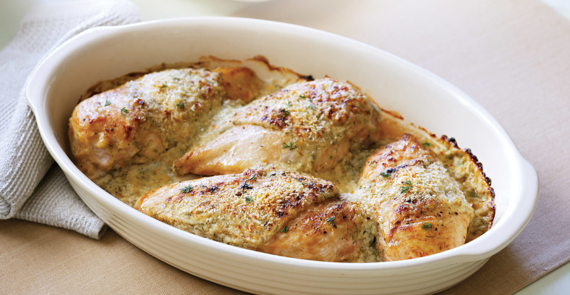 Baked Chicken with Creamy Dill Topping