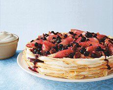 Crêpe Cake with Caramelized Apples & Wild Blueberries