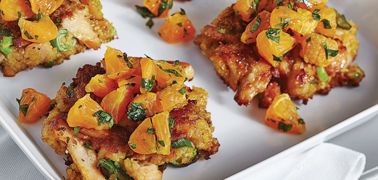 Smoked Trout Cakes with Clementine Relish