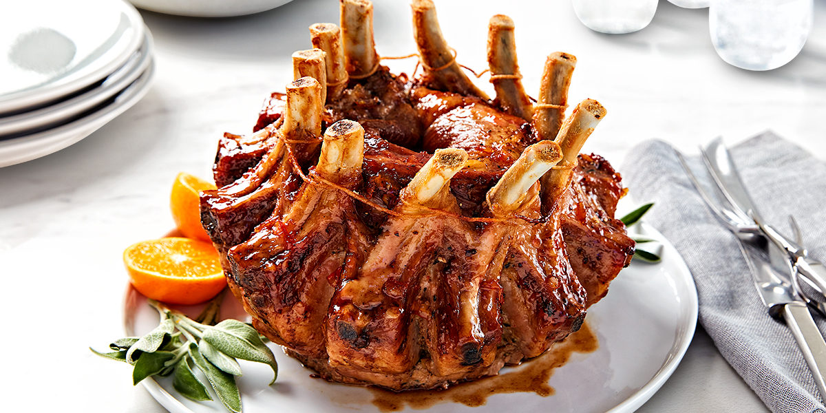 Crown Roast of Pork<span>with Orange-Pomegranate Glaze</span>