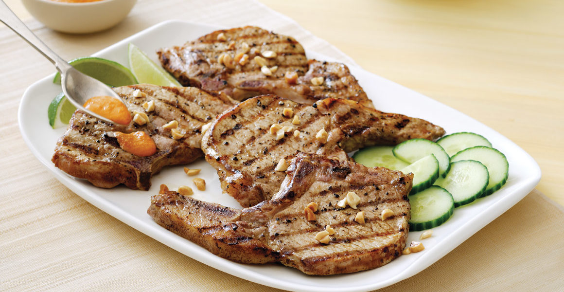 Grilled Pork Chops with Sate Sauce