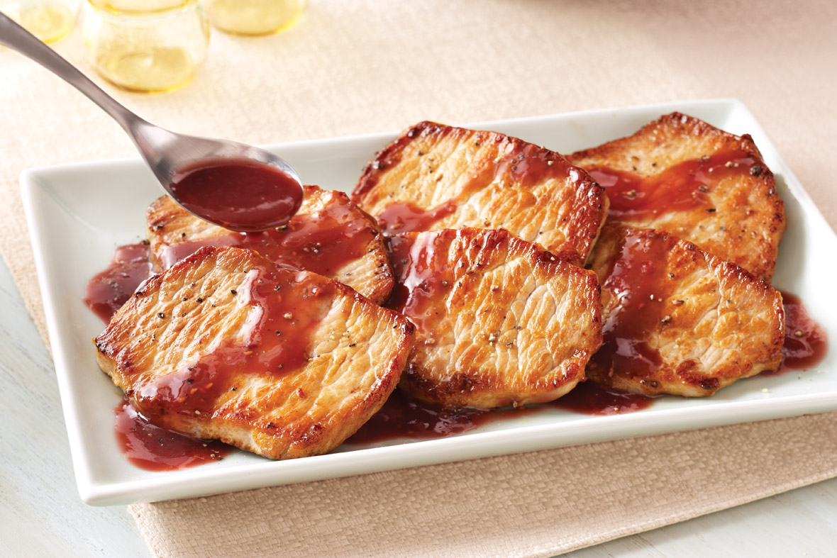 Pork Chops with Raspberry Dijon Glaze - Safeway