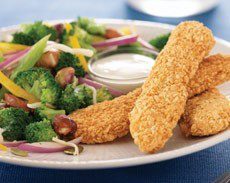 Chicken Strips with Crunchy Broccoli Salad