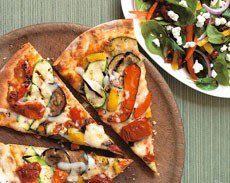 Grilled Vegetable Pizza with Spinach Salad