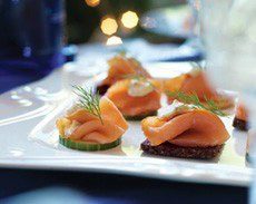 Smoked Salmon Rounds with Honey-Mustard Crème Fraîche