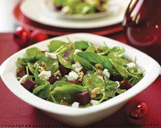 Spinach Salad with Peppered Goat Cheese & Beets