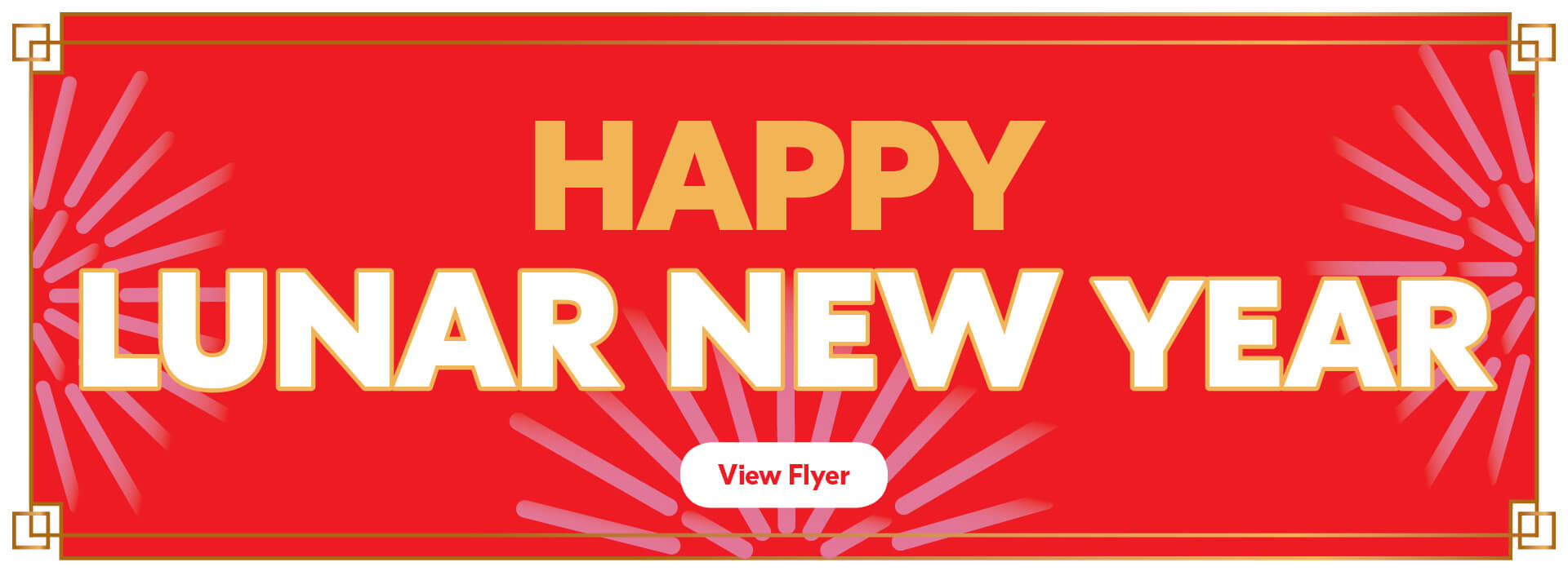 Text Reading 'Lunar New Year' with a 'View flyer' button below.