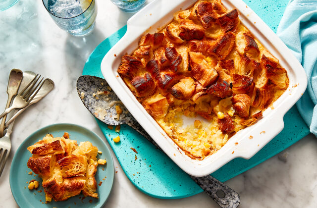 Croissant Topped Corn Pudding