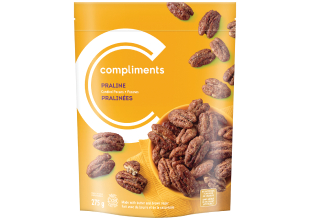 Yellow bag of Compliments Praline Candied Pecans